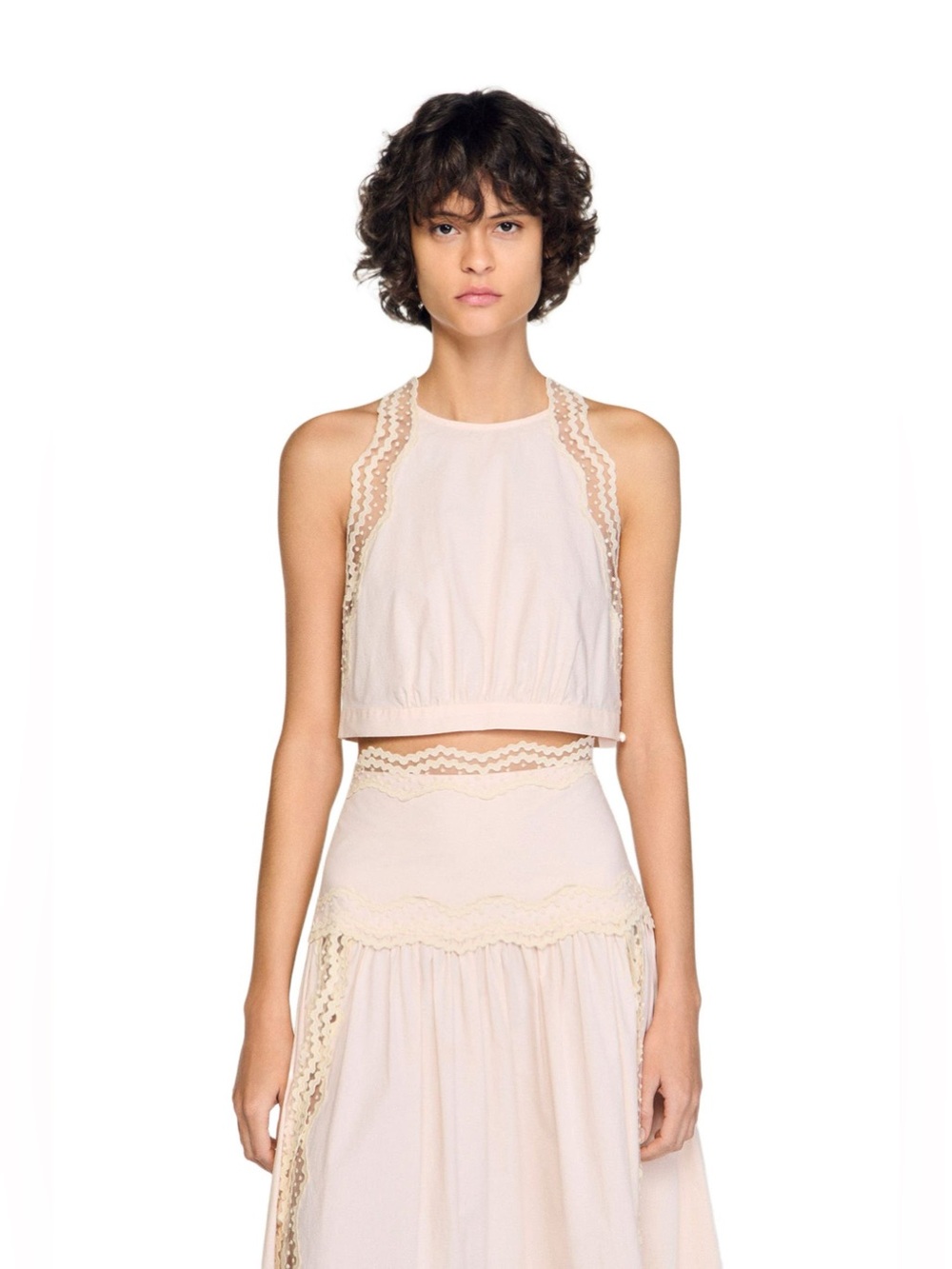 SANDRO outfit pink cotton trim SZ 1/ US4 $683 - Picture 3 of 14